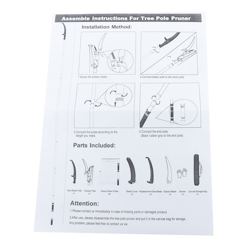 8-Section Telescoping Green Pole 27FT Extendable Tree Trimmer & Pole Saw Combo