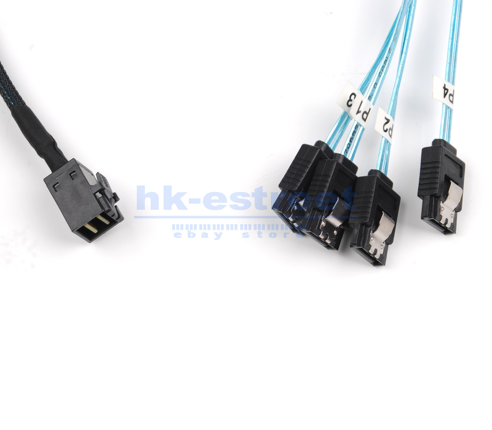 2PCS Mini SAS SFF-8643 to 4 SATA 7pin Hard Disk 6Gbps Data Server Raid Cable 1M
