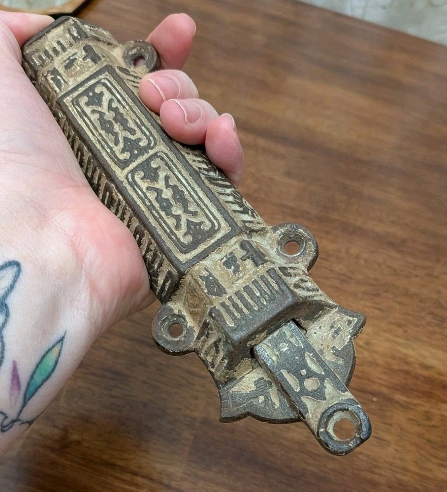 Antique VICTORIAN Spring Loaded Slide Bolt Surface Door Latch Hardware