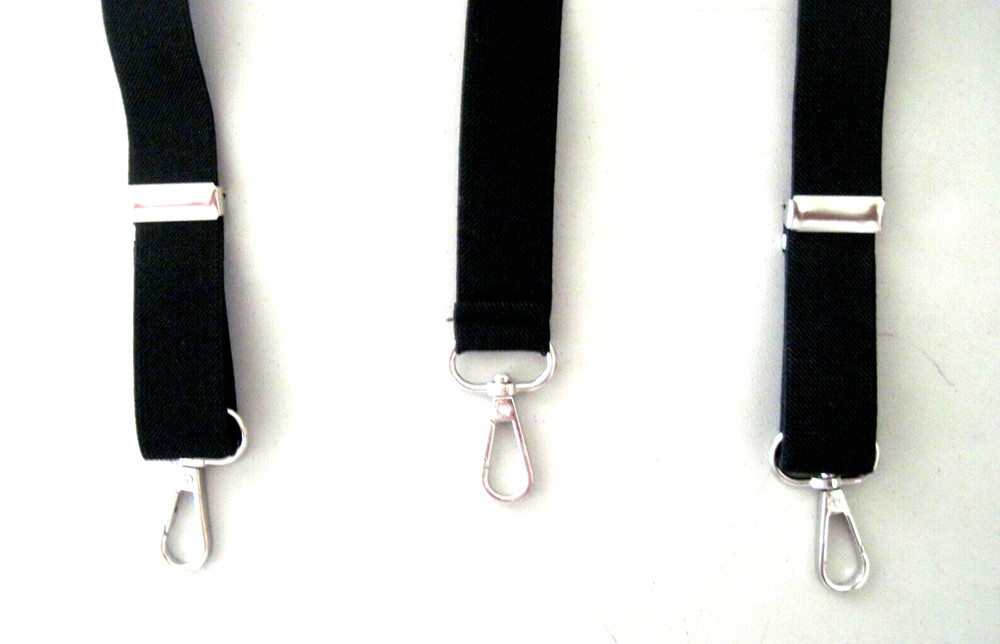 Trigger Snap~Black Suspender & Bowtie~Men's 1-Inch~Size 44~5'-5'9"~Adjustable