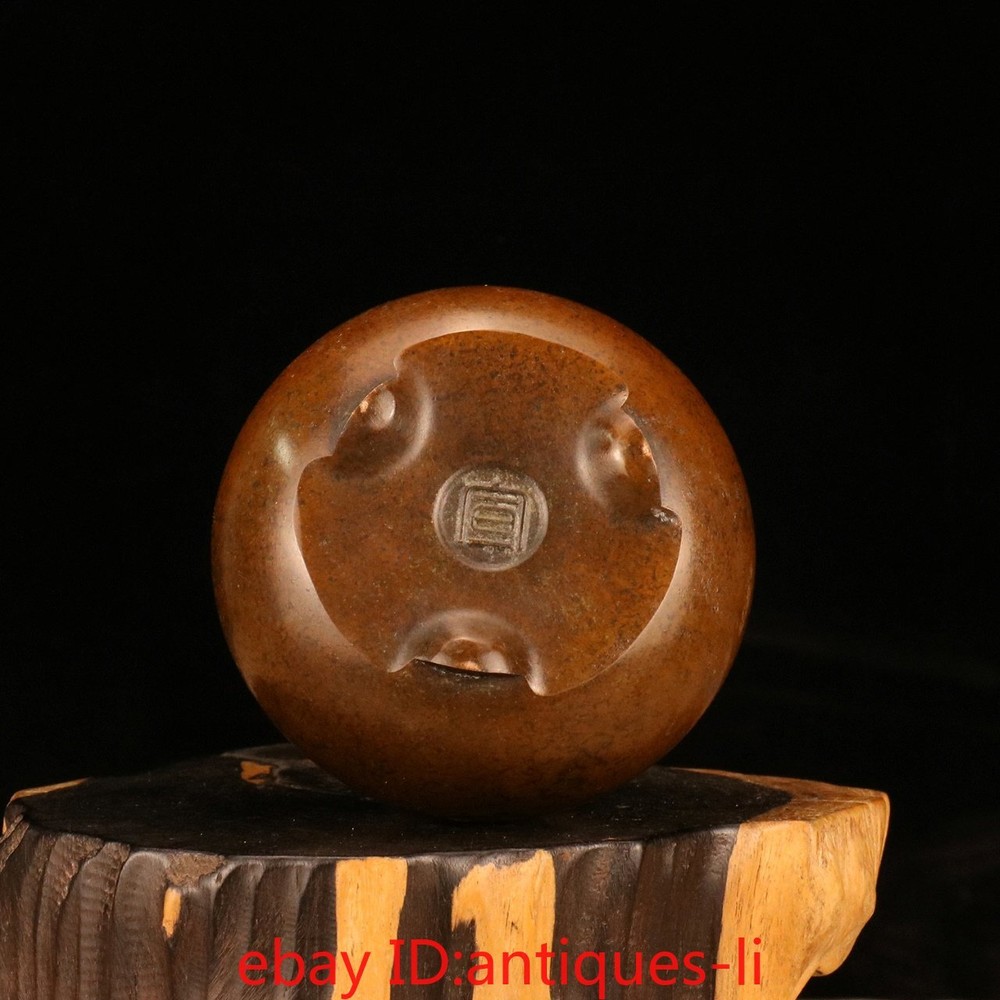 Exquisite Chinese purple copper small round three-legged incense burner
