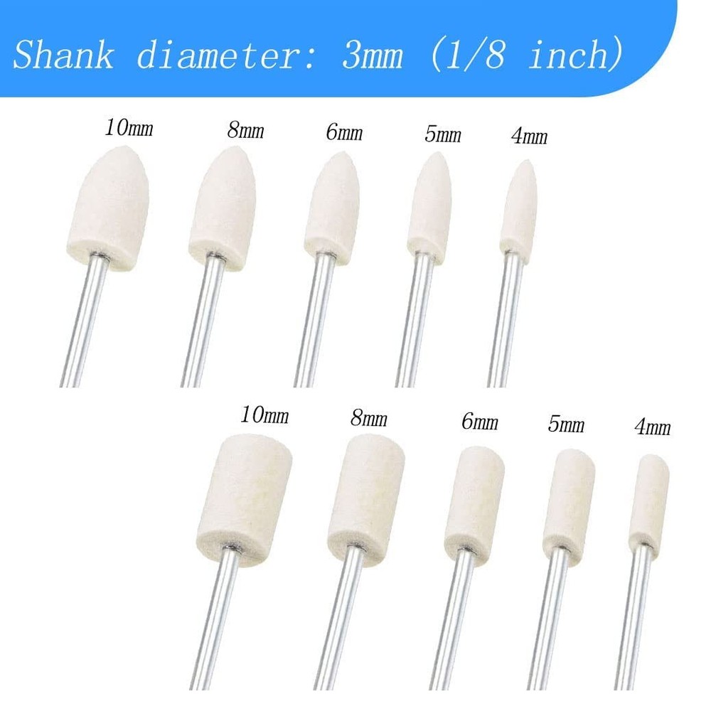 100 Pcs Compressed Wool Felt Polishing Head Tool Buffing Wheel for Dremel Rot...
