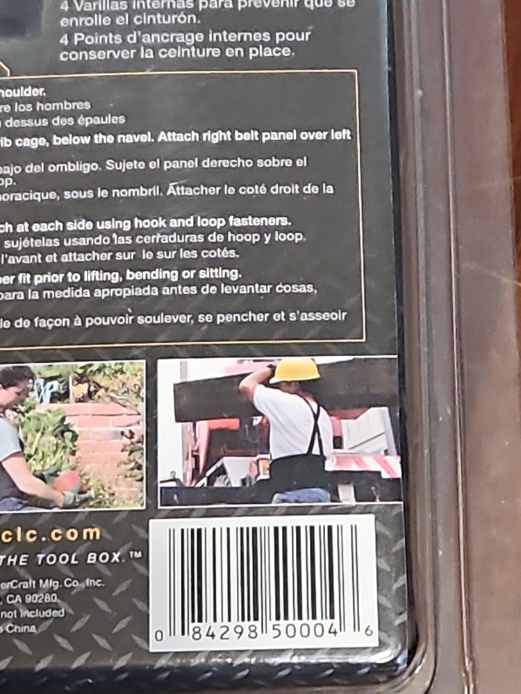 CLC Tool Works Elastic Back Support Belt Size Large Black New