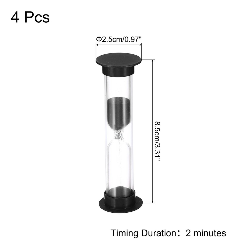 4Pcs 2 Minute Sand Timer Small Sandy Clock Count Down Sand Glass Black