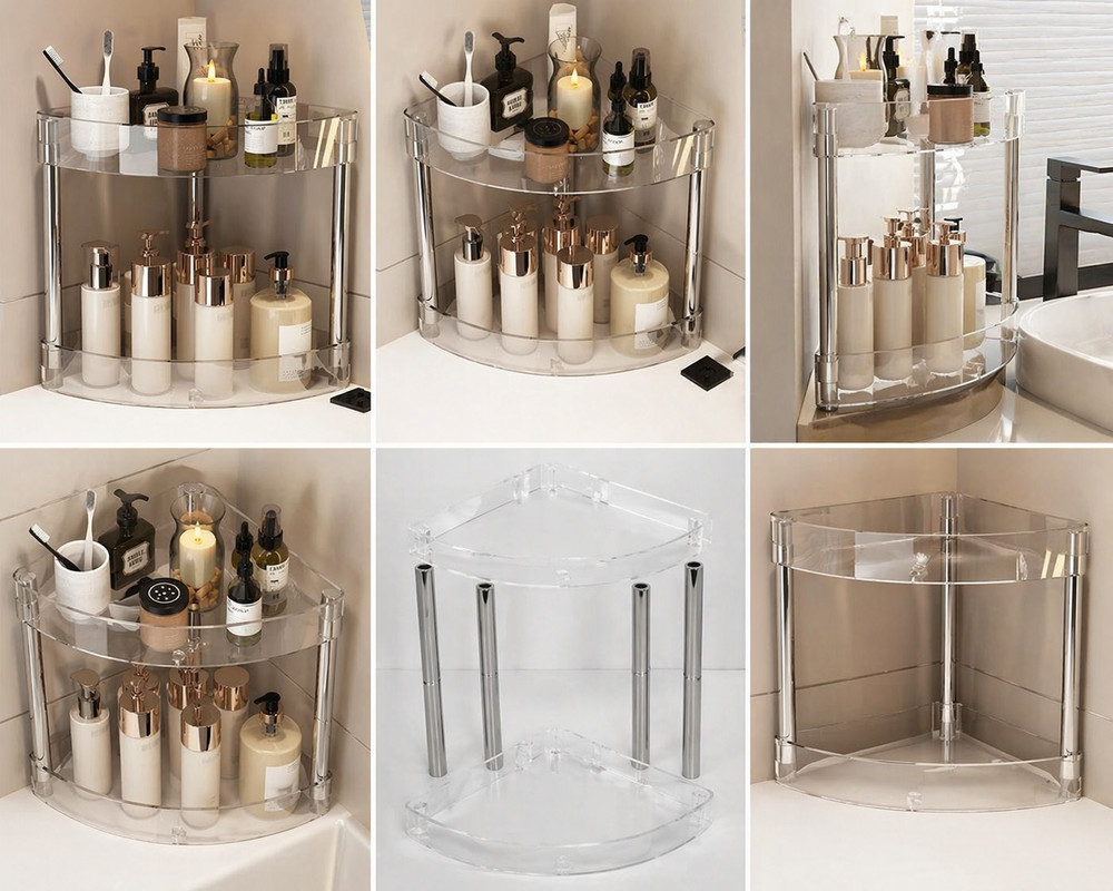 Multi Layer Bathroom Storage Rack Corner Shelf Rolling Space Saving Organizer