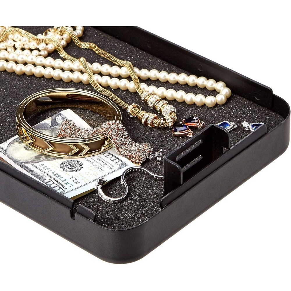 Amazon Basics Portable Lock Box Safe XXL, Black, Small Security Case with Combin