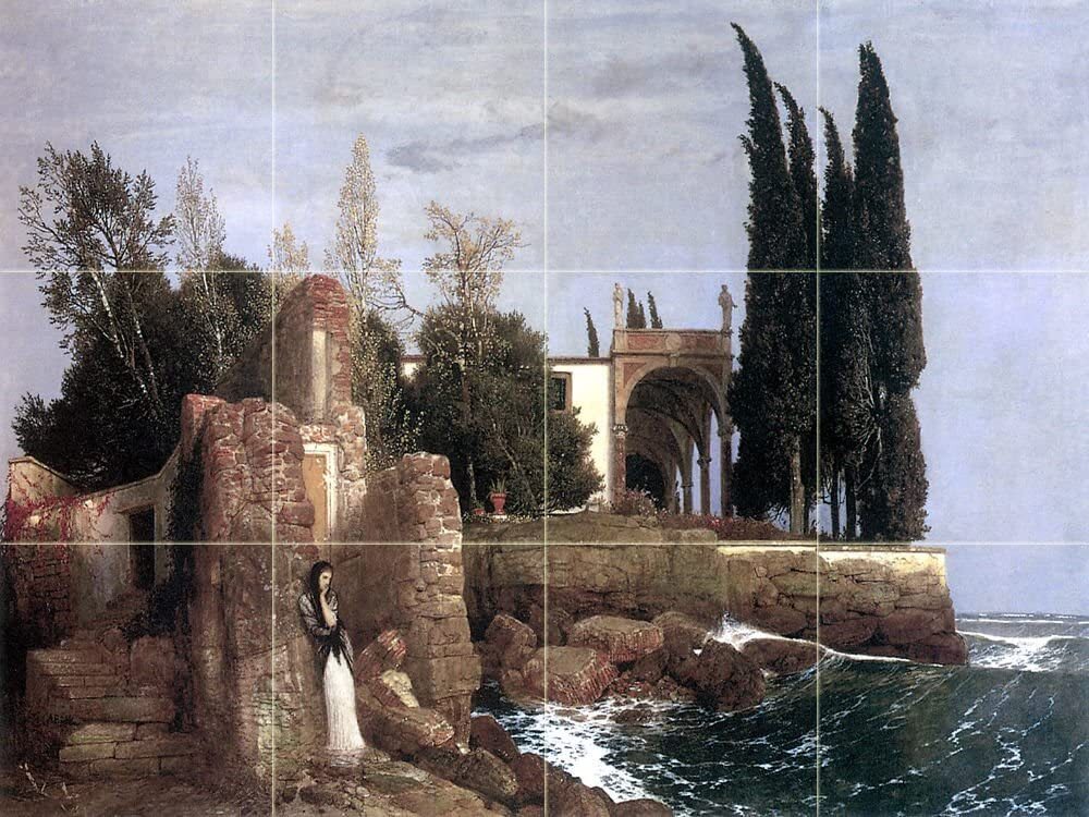 Tile Mural Art A. Bocklin Seaside Villa Kitchen Shower Backsplash Marble Ceramic