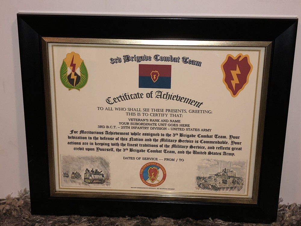 3RD B.C.T. / 25TH INFANTRY DIVISION (COMMEMORATIVE CERTIFICATE)