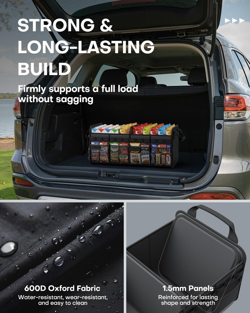 HOTOR Tactical Car Trunk Organizer - Foldable Medium, Black