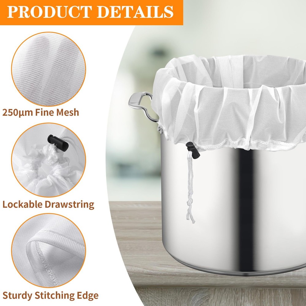 2 Pack 26x22 Inch Extra Large Reusable Straining Bag Brewing Bags w/ Drawstring