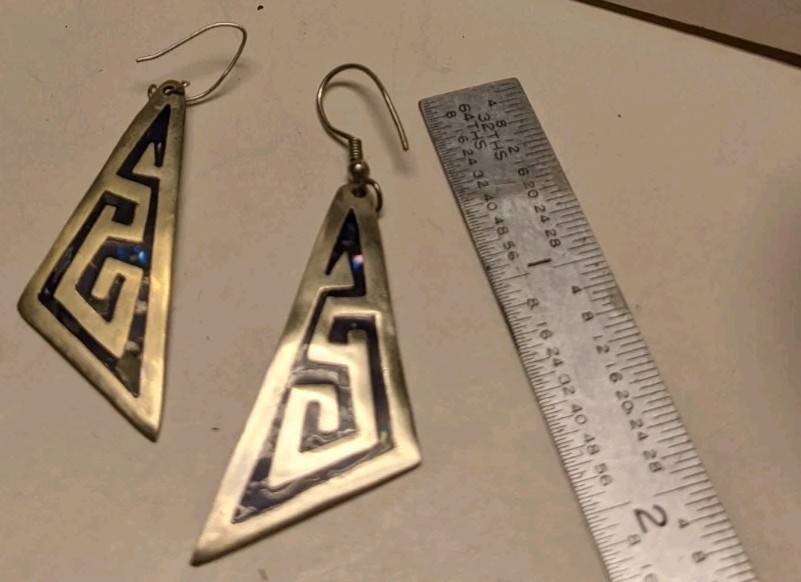 Sterling Silver Overlay Design Dangle earrings Vintage
