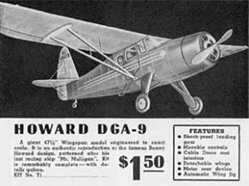 Model Airplane Plans (FF): Comet Howard DGA-9 48" Scale Rubber-Powered (1938)