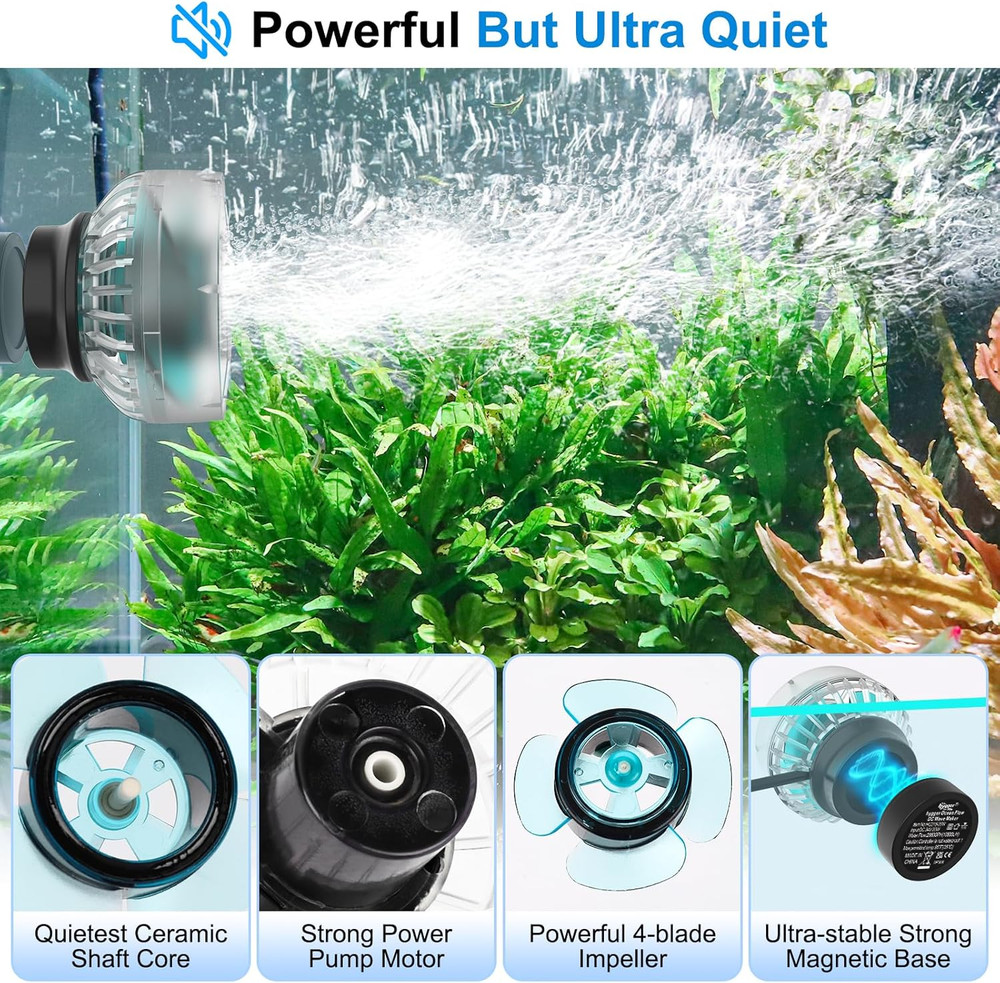 Mini Wave Maker for Aquarium, Ultra-Quiet Transparent Wavemaker with Controller,
