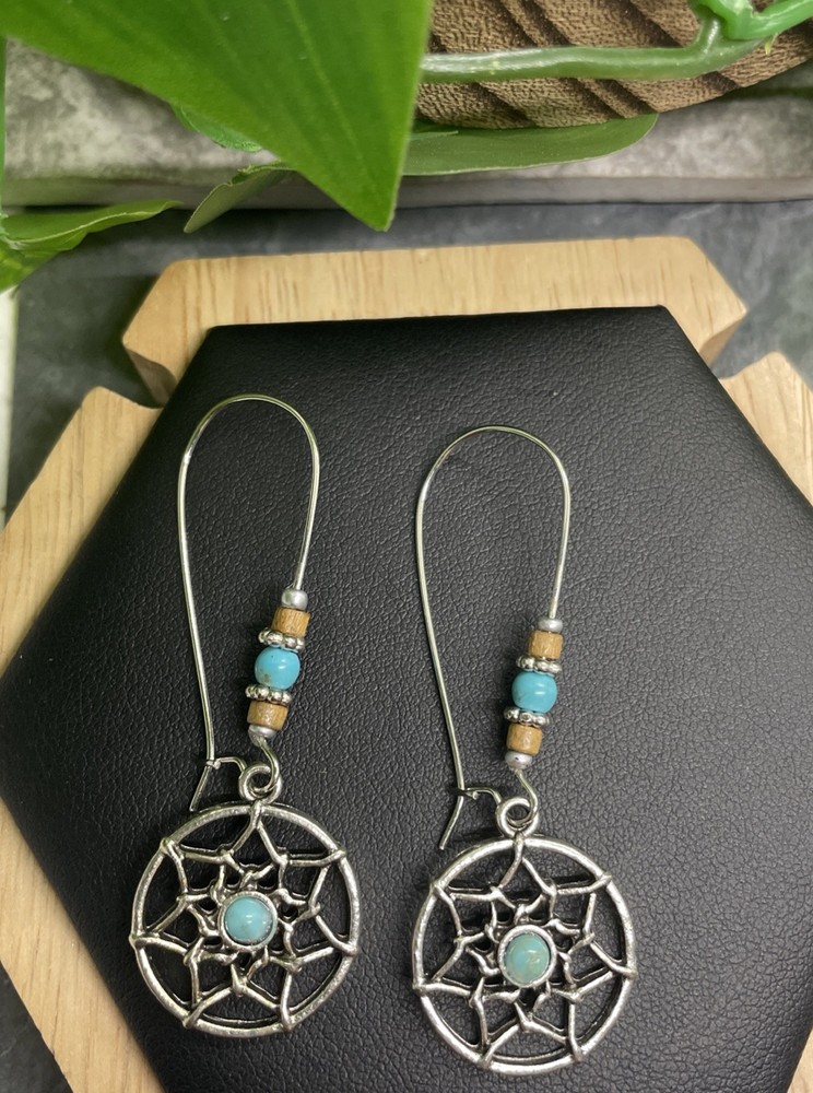 2” Earring Set Silver-tone Boho Bead Dangle Drop New Free Ship B7129