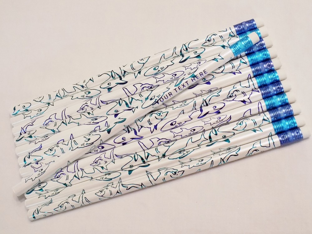 12  "Happy Sharks"  Personalized Pencils