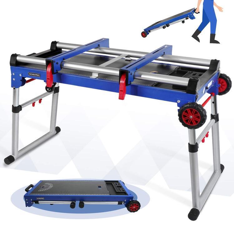 5-in-1 Portable Workbench Miter Saw Stand Quick Folding Worktable Adjustable Leg