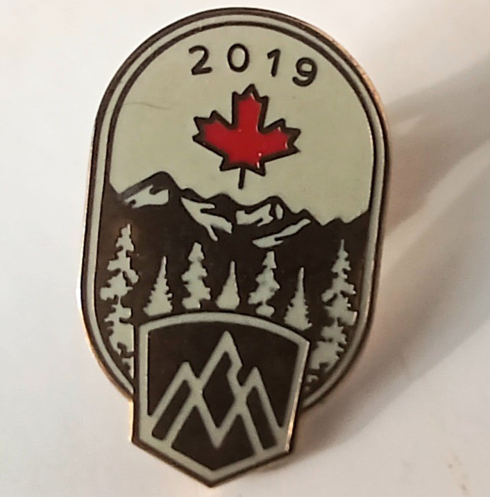 2019 Canada Maple Leaf Winter Train Tour Mountains Trees Olympics Hat Jacket Pin
