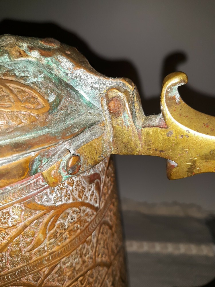 FANTASTIC ANTIQUE MIDDLE EASTERN DALLAH COFFEE POT- COPPER BRASS