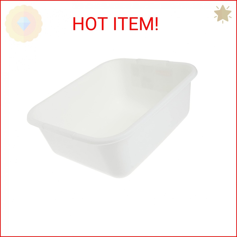 Rubbermaid 2951-AR WHT Dish Pan, Rectangular, White Plastic, 11-1/2-Qts.