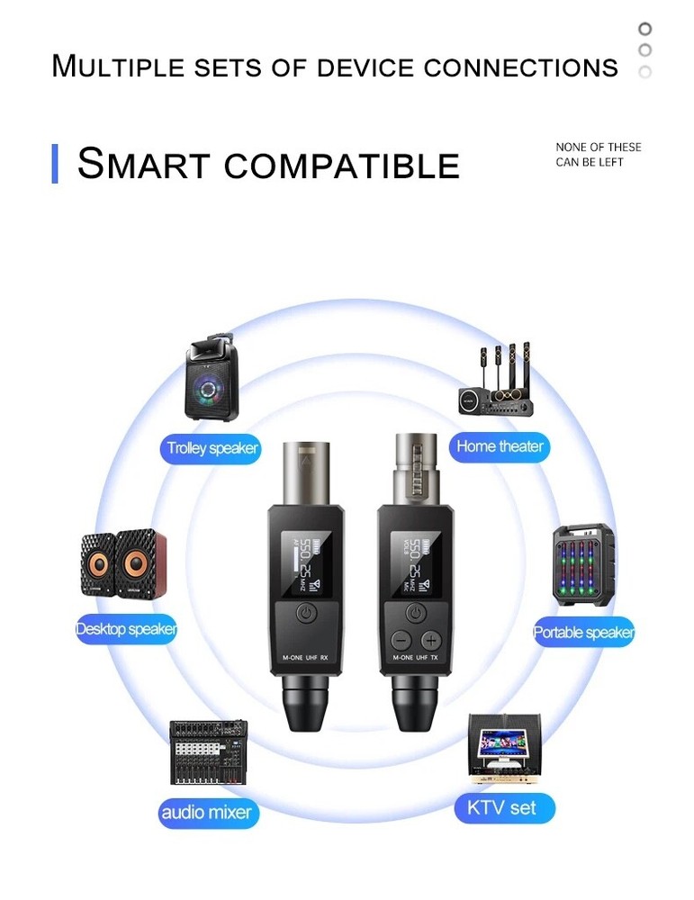 VK-38 UHF Wireless Microphone Converter XLR Transmitter And Receiver For Dynamic