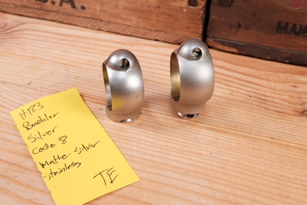 H183 Buehler Matte Silver 1" Scope Rings Code 8 Medium Tall Stainless