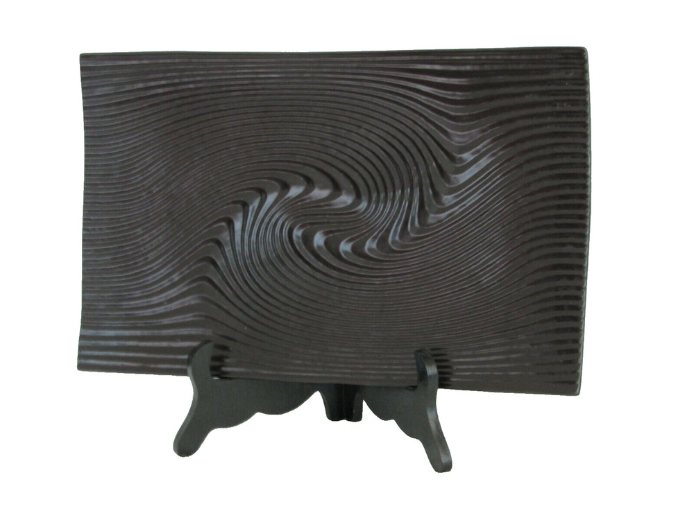Baum Brothers Black Textured Sand Dune Stoneware 14” Rectangular Platter