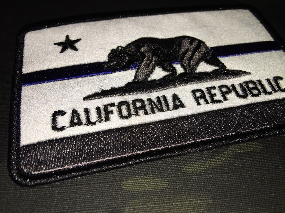 REFLECTIVE Subdued Thin Blue Line California State Flag Patch