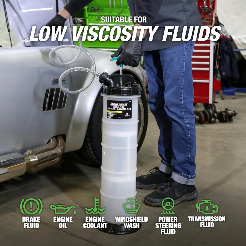 Versatile 2.5 Gallon Fluid Removal Tool for Engine and Transmission Services