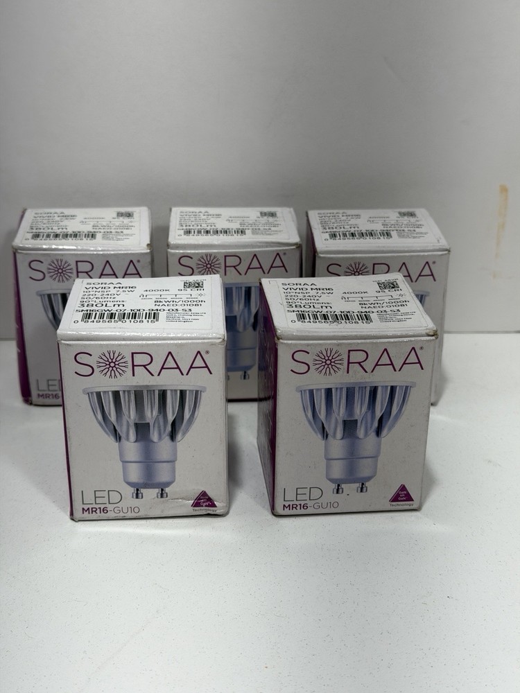 Soraa Vivid MR16-GU10 LED Bulb - Silver  SM16GW-07-10D 940-03 S3 4000k Lot Of 5