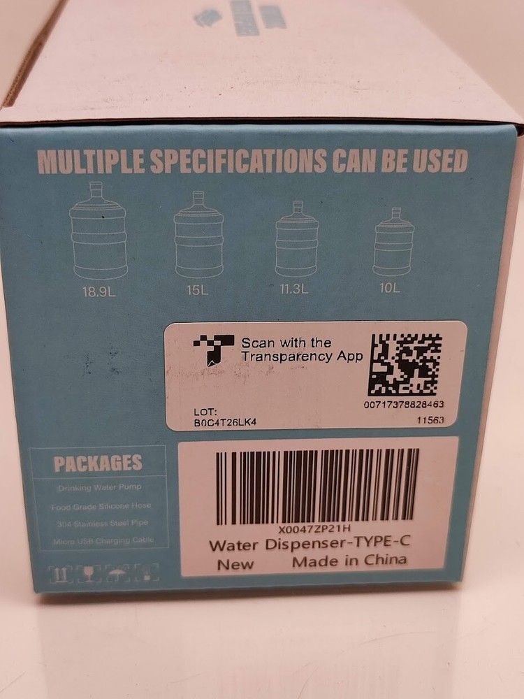 Automatic Universal Rechargeable Water Dispenser Pump USB Power Switch White