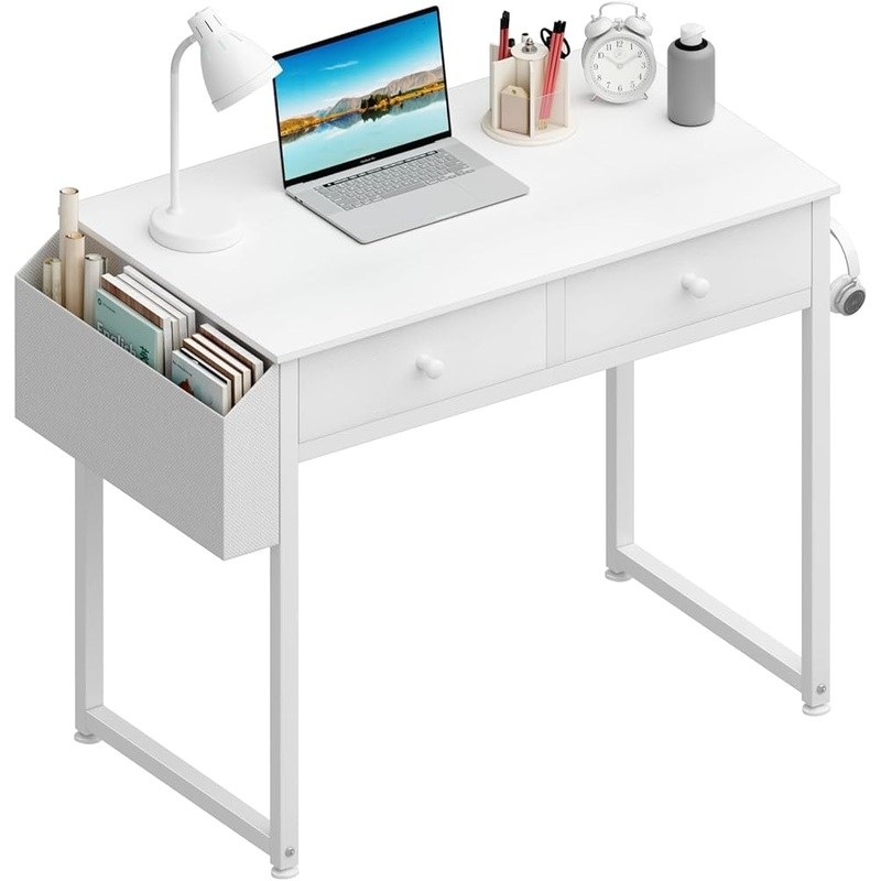 Compact Computer Desk Modern Style 2-Tier Storage Easy Assembly Sturdy Design US