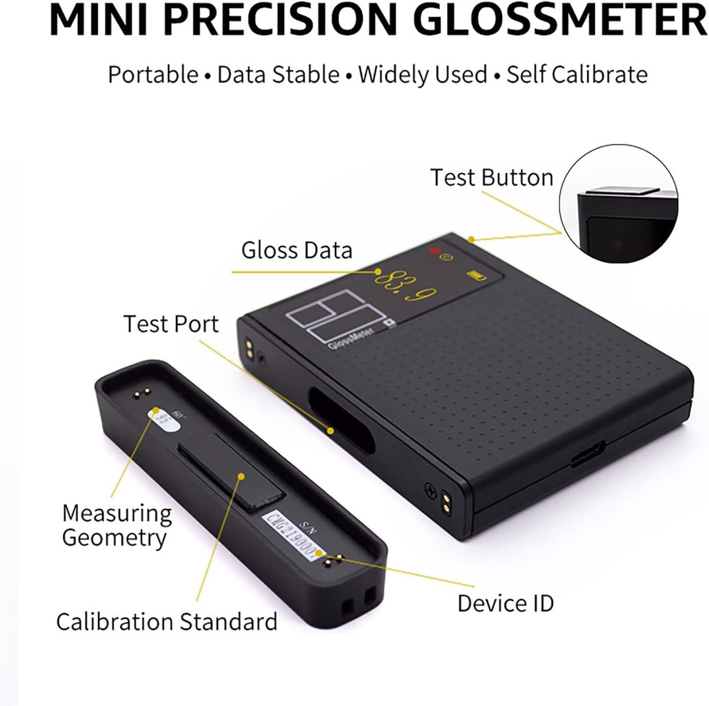 60º Auto Calibration Gloss Meter for Paint, Plastic, Glass & More