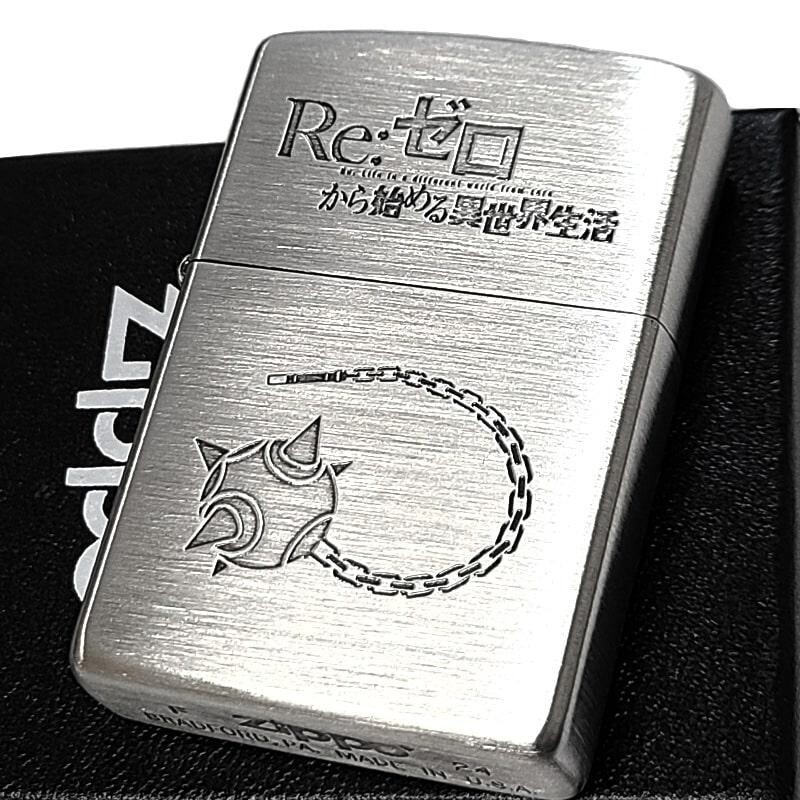 Zippo Re Zero Rem Silver Satin Etching 2 Sided Processing Lighter Regular Japan
