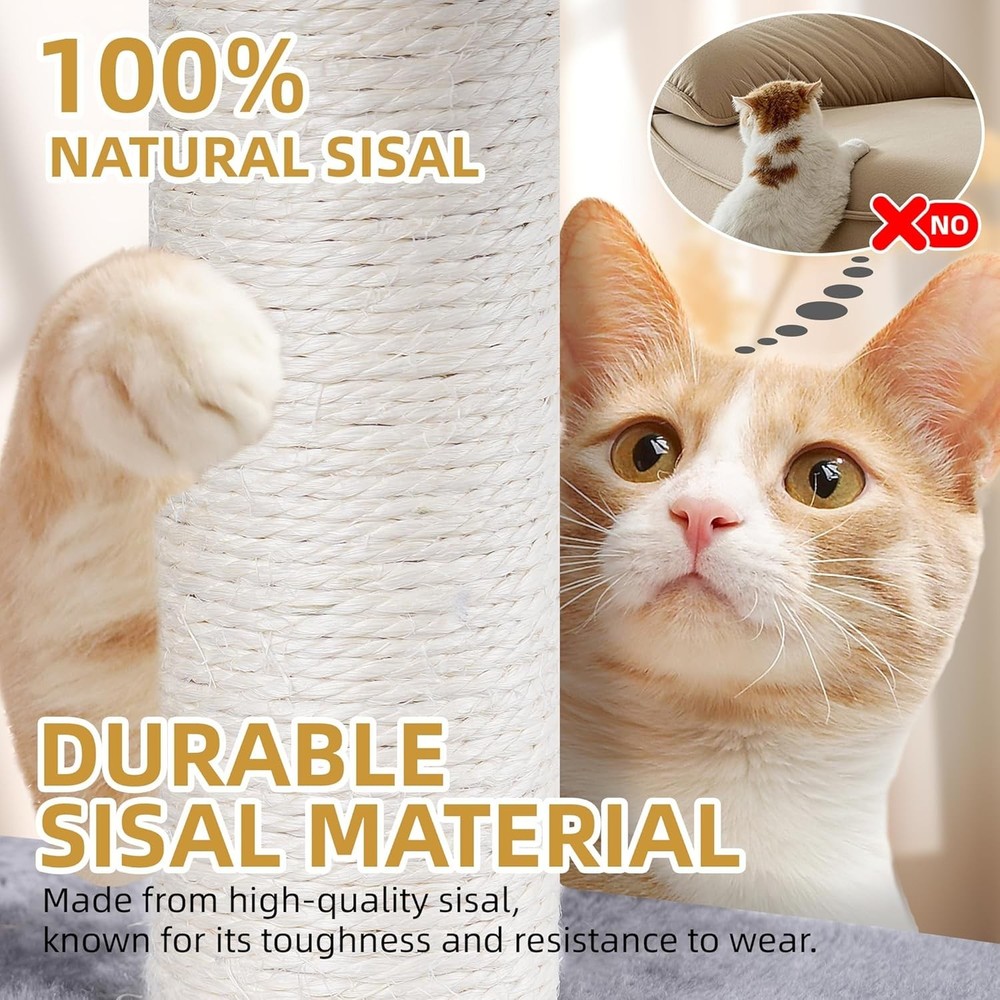 Three Layer Cat Tree Grey with Condo Hammocks and Scratching Posts