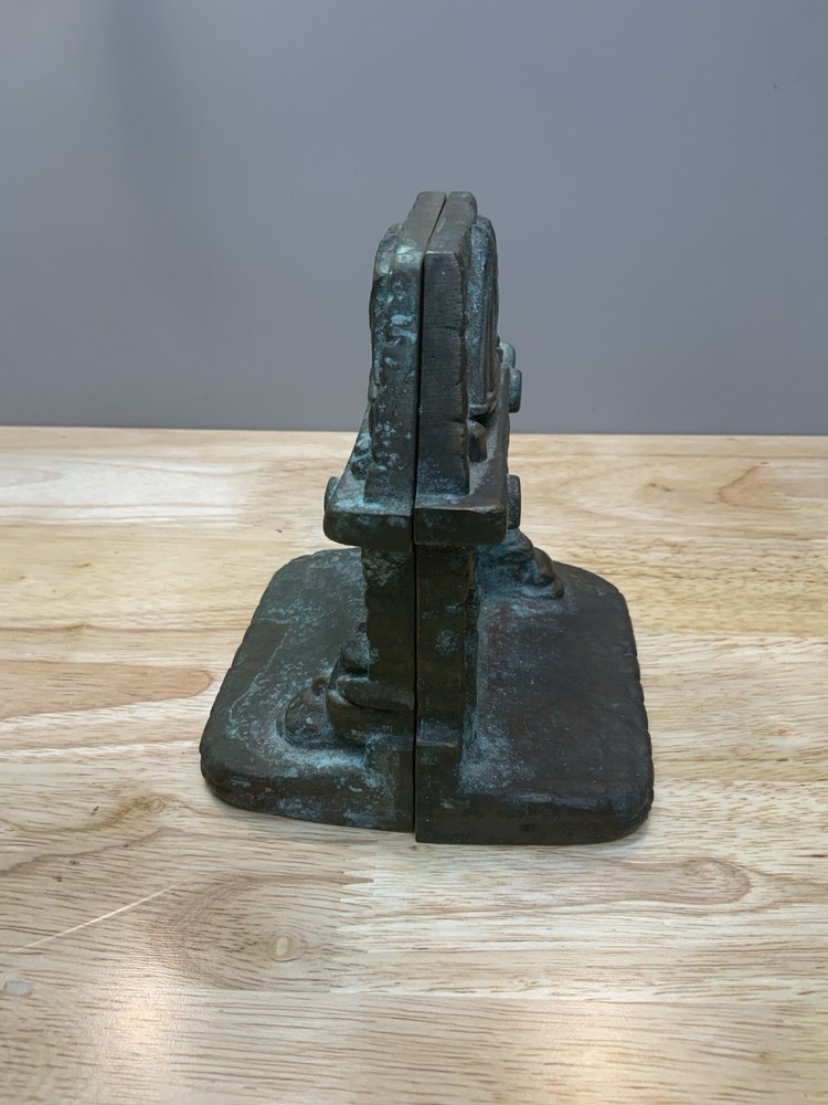 Brass Rustic Blazing Fireplace Solid Brass With Ship On Mantel Bookends
