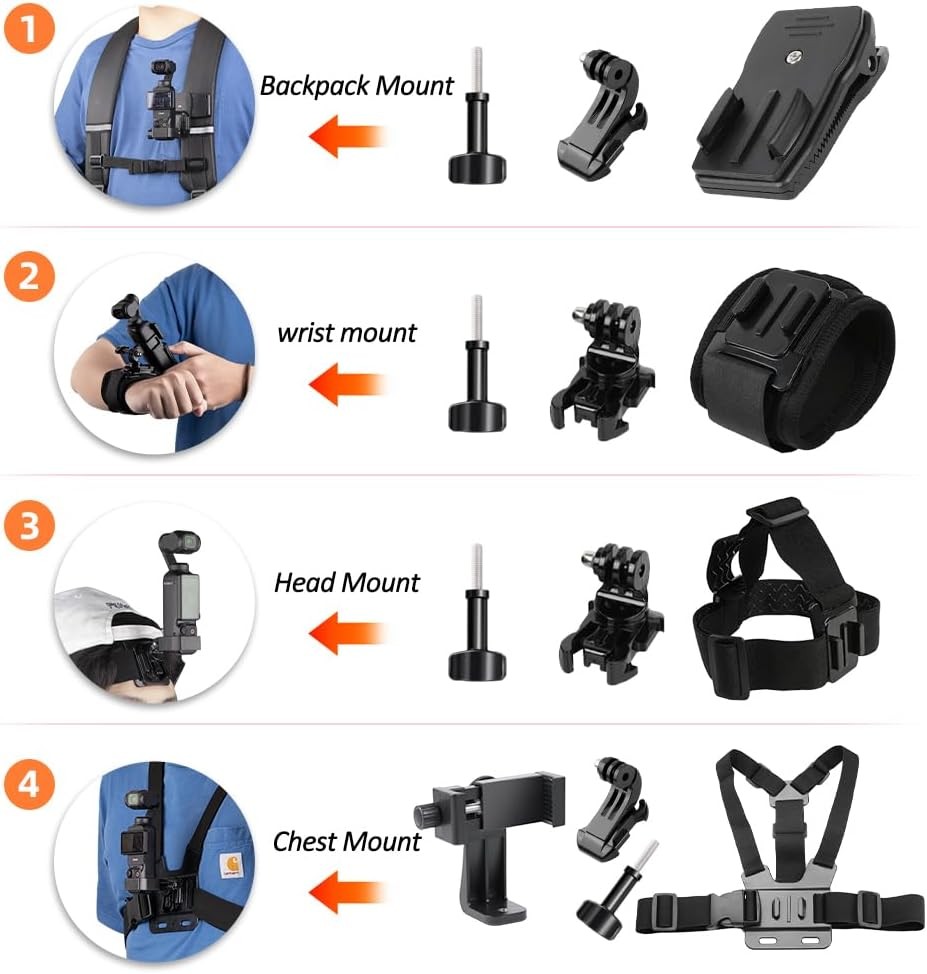 Action Camera Accessories Kit with Mounts