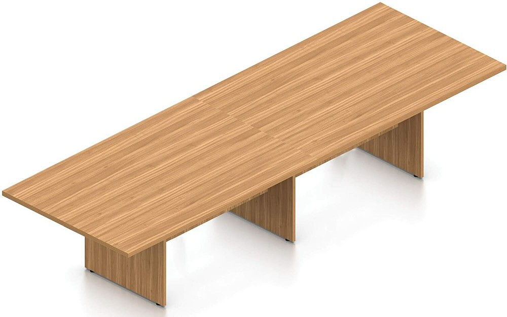 12 FT Contemporary Rectangular Conference Room Table in Autumn Walnut Finish