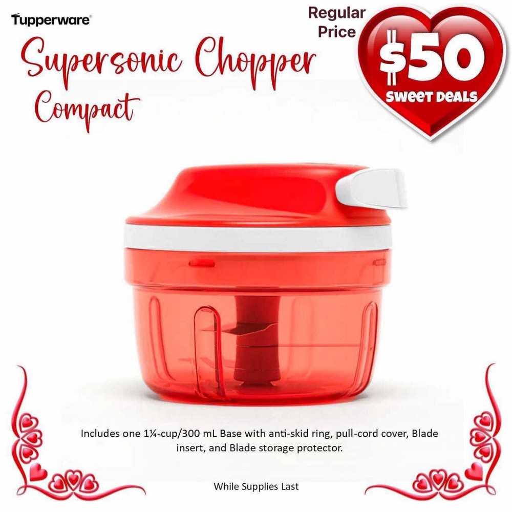 Tupperware Supersonic Chopper Compact, Pull Cord, Chili