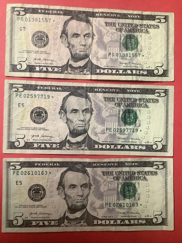 One Replacement ☆ Star ☆ Note $5 Five Dollar Bill ☆ Fancy Serial Number