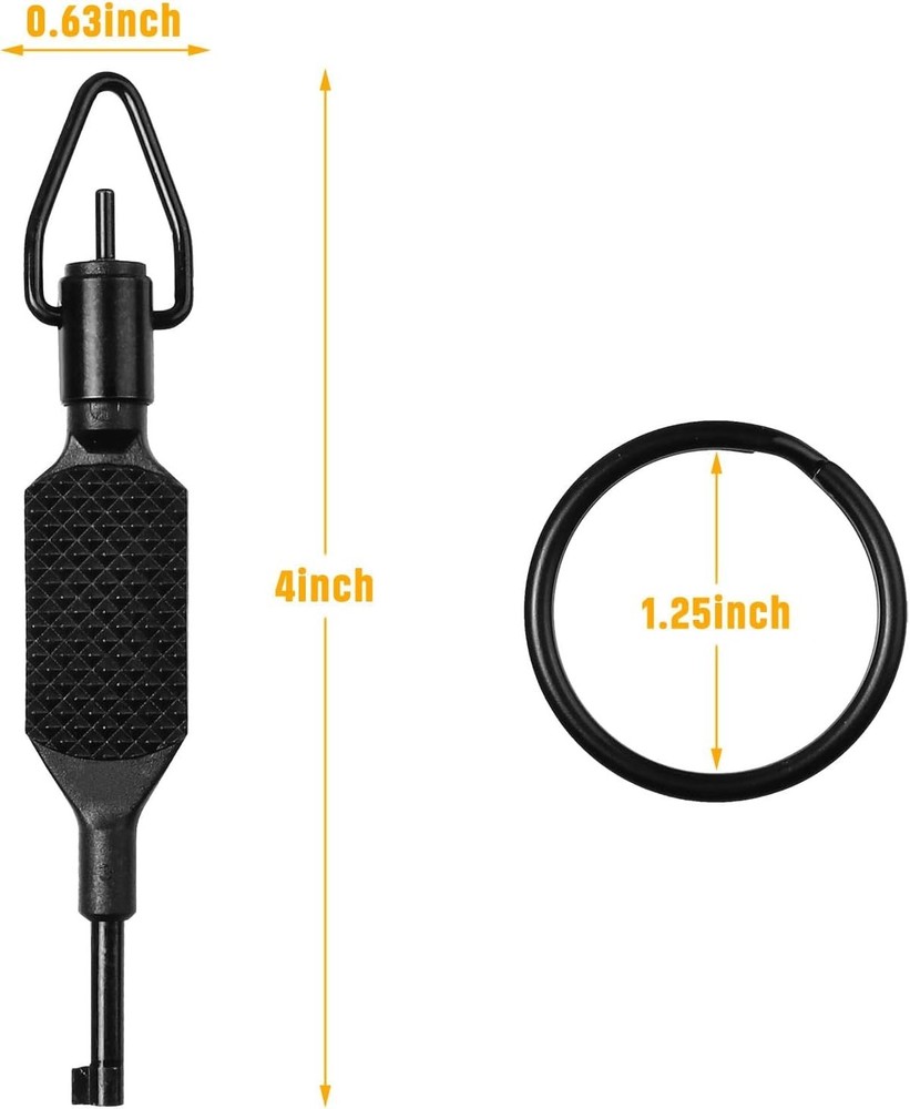 Durable Black Swivel Handcuff Key with Detachable Keyring