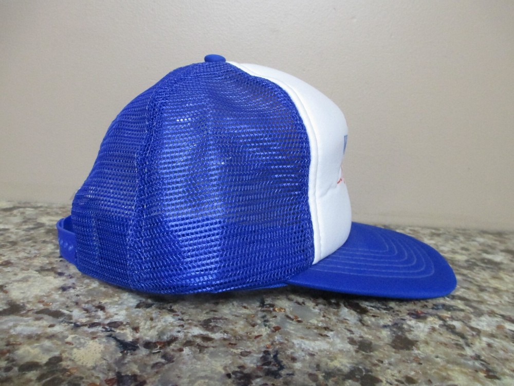 Vtg. Blue/White WordPerfect Connection Snapback Trucker Hat - Computer Software