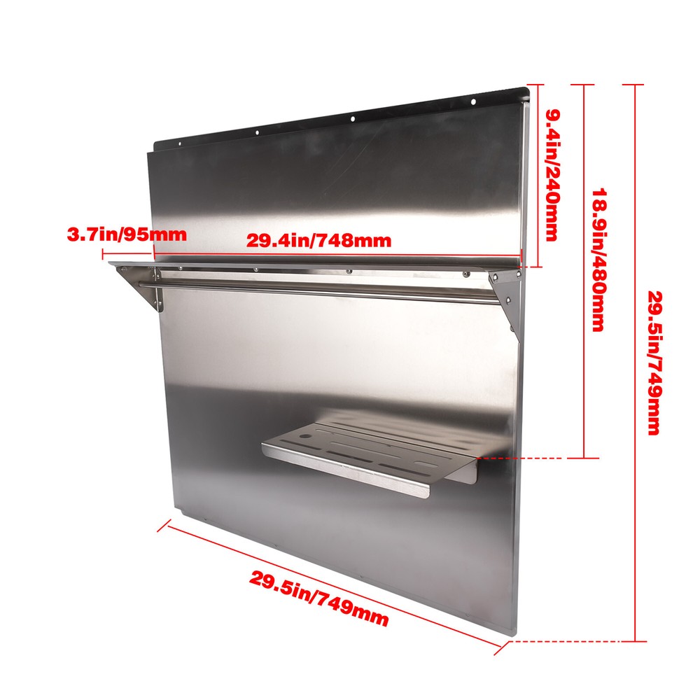 Backsplash Shelf Stainless Steel Kitchen Range Hood Wall Tile Shield Silver