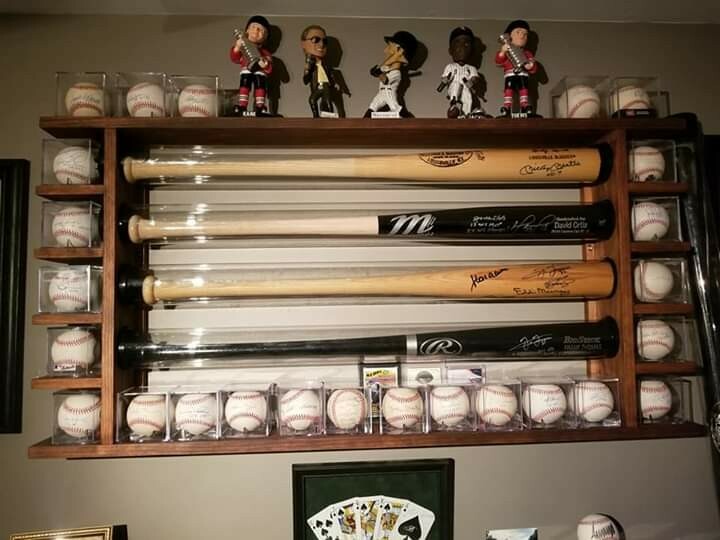 5 Bat - Wood Baseball Bat Display Rack w/ Multi Shelves ( SEE DESCRIPTION )