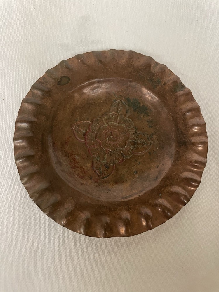 Vintage copper etched ashtray