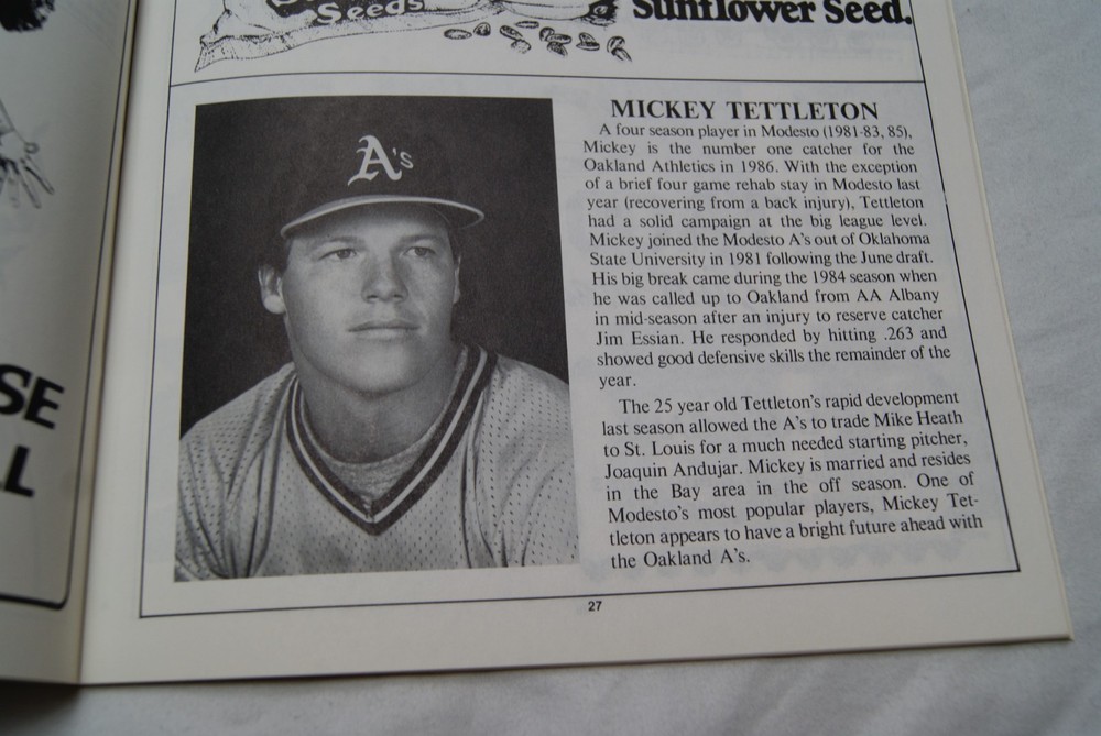 1986 modesto a's official souvenir program name error corrected unscored