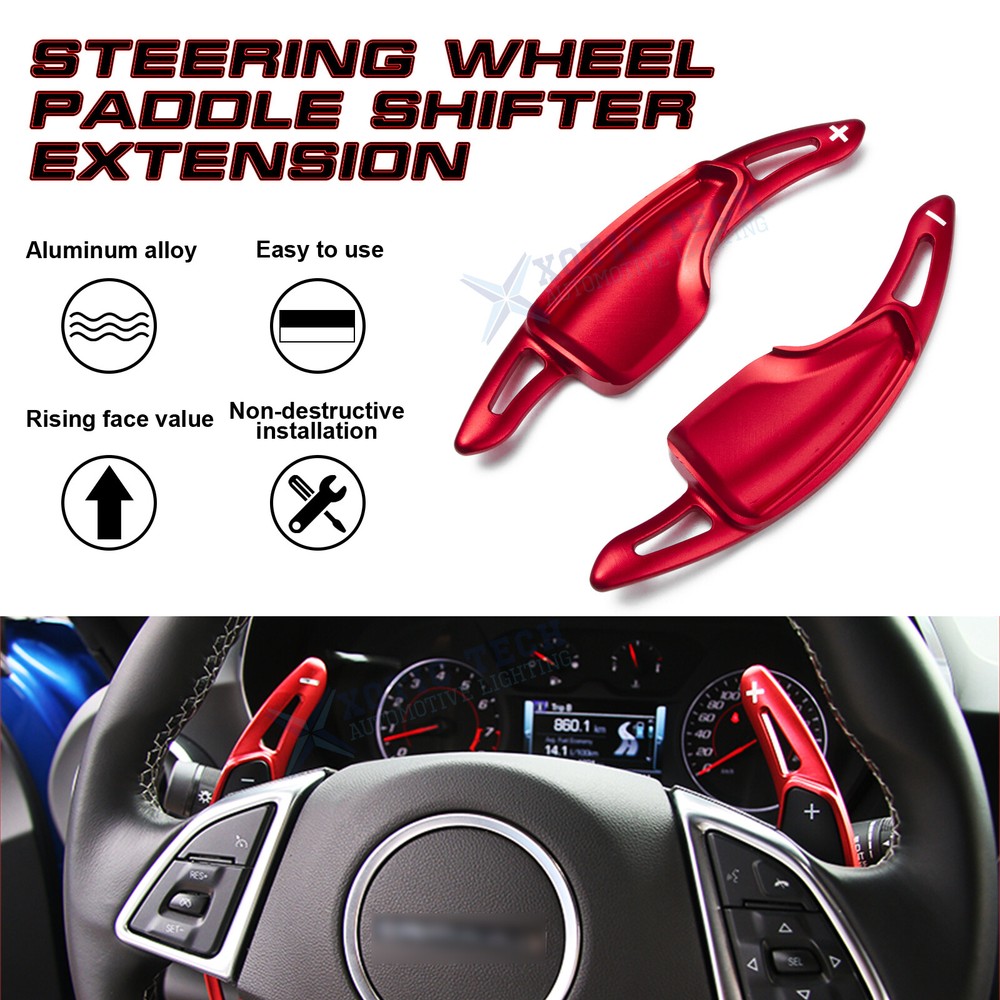 Black/Red Paddle Shift Steering Wheel Shift Extension For Chevy Camaro Corvette