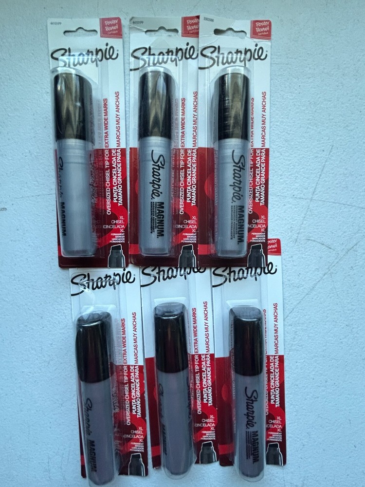 SIX SHARPIE Magnum Permanent Marker, Oversized Chisel Tip, BLACK