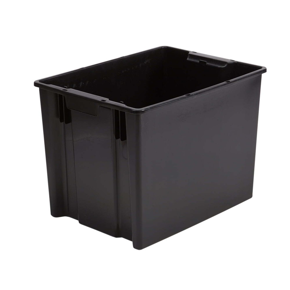 Garage Plastic Storage Bin Large Nesting Stacking, Black