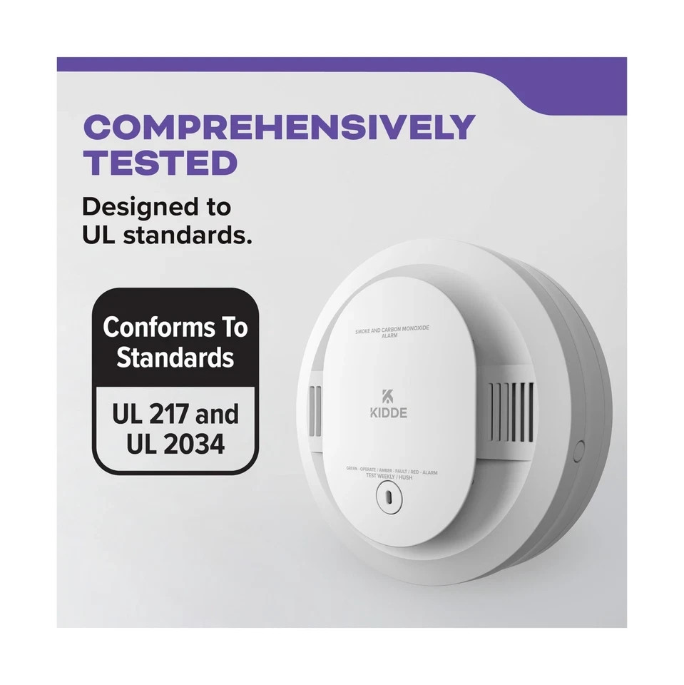 Kidde Smoke and Carbon Monoxide Detector, AA BatteryPowered with LED StatusLi...