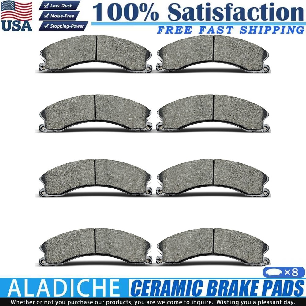 Front & Rear Ceramic Brake Pads Set For Chevy Silverado GMC Sierra 2500 3500 HD
